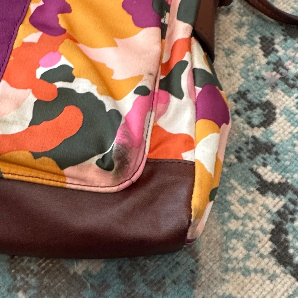 Fossil Multicolor Floral Canvas Shoulder Bag - Pink & Orange